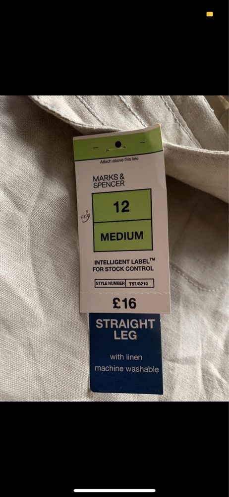 Nowe spodnie straight leg z lnu i wiskozy Marks&Spencer