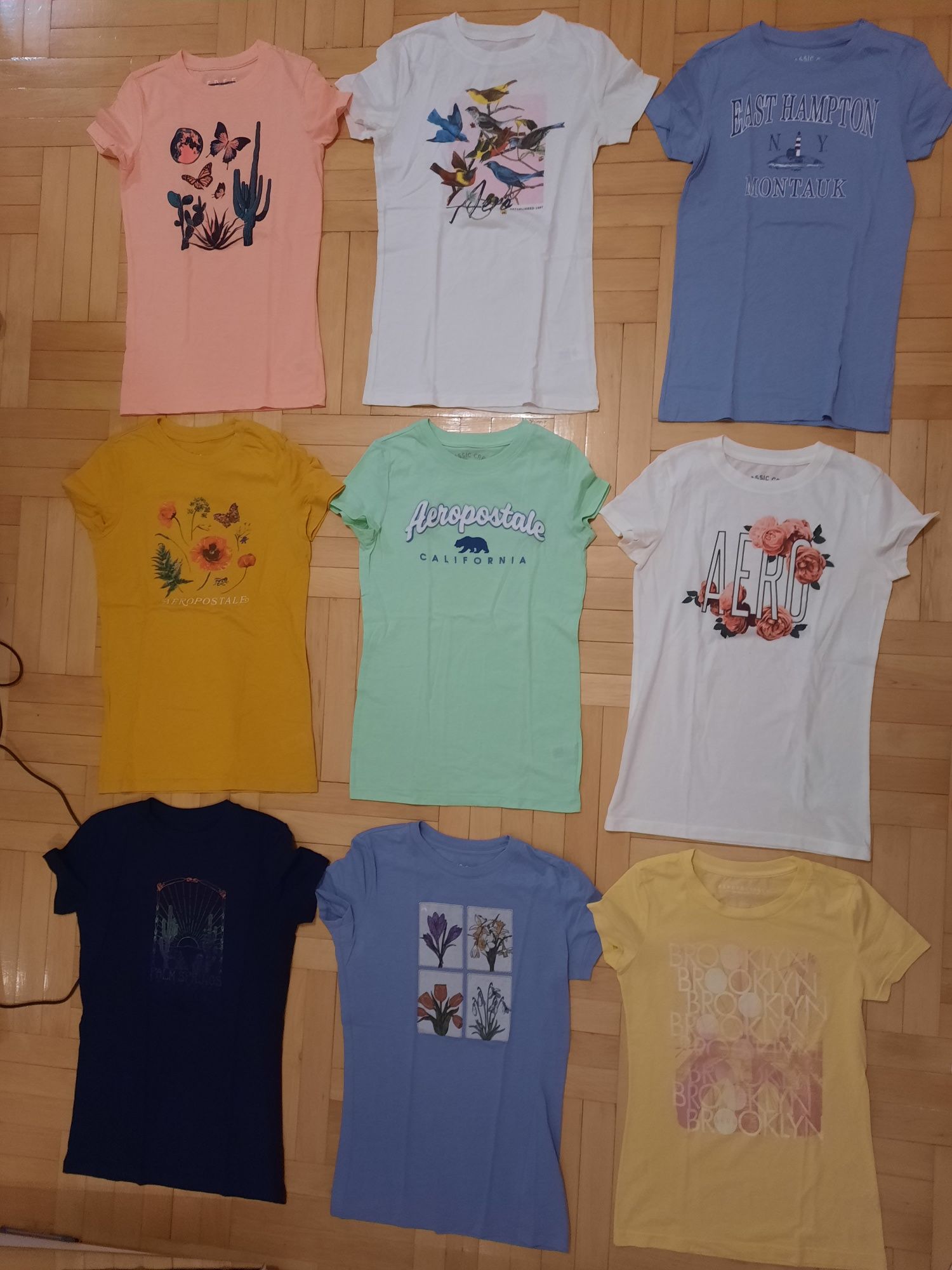 Aeropostale zestaw 9 koszulek tshirt stan bardzo dobry xs i s 34