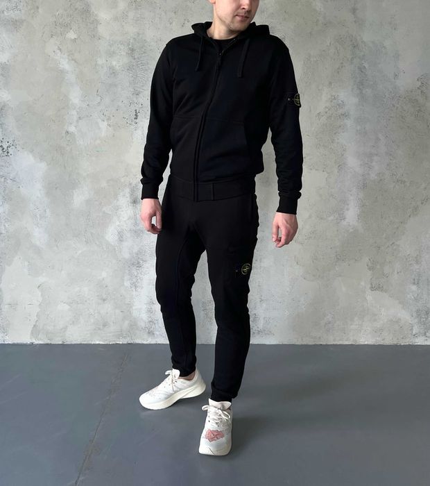 Чорне зіп-худі Stone Island базова зипка стон айленд
