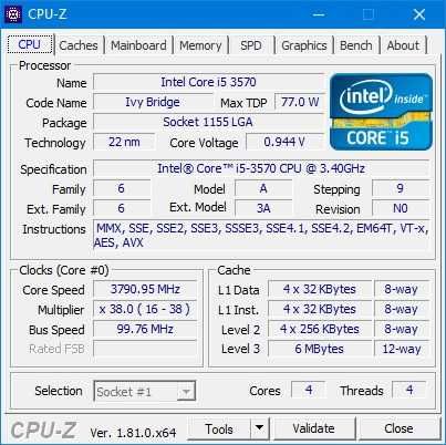 Процессор Core i5-3570 4 ядра 3.4 - 3.8 GHz, Socket 1155, Гарантия!