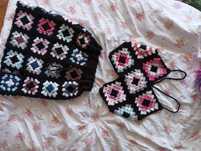 Top na szydełku kwiaty handmade kwadraty babuni