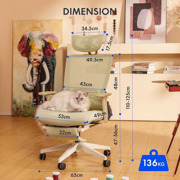 Nowe krzesło ergonomiczne / fotel biurowy / FlexiSpot BS5 !K425!