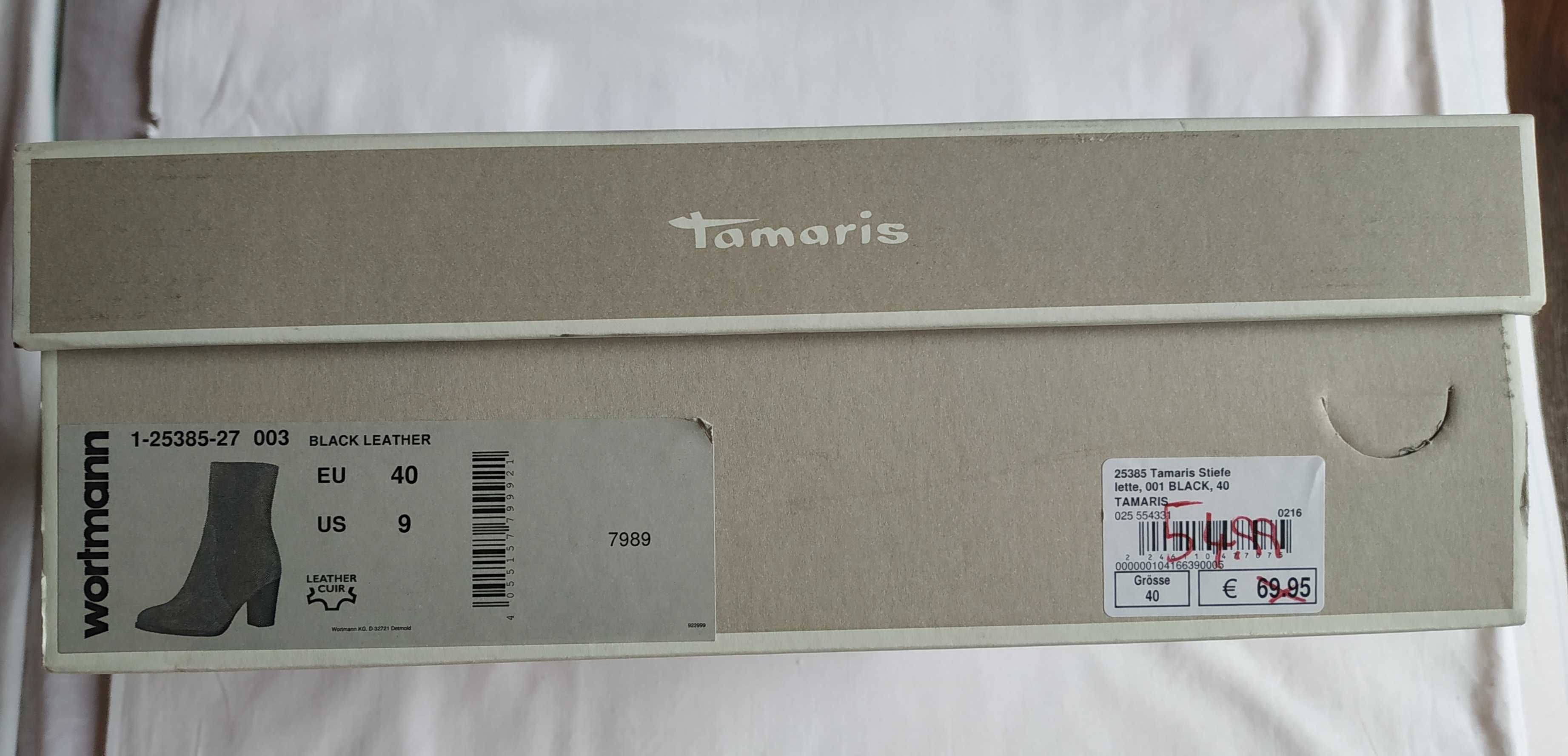 Женские кожаные ботильоны новые деми ботинки Tamaris 39