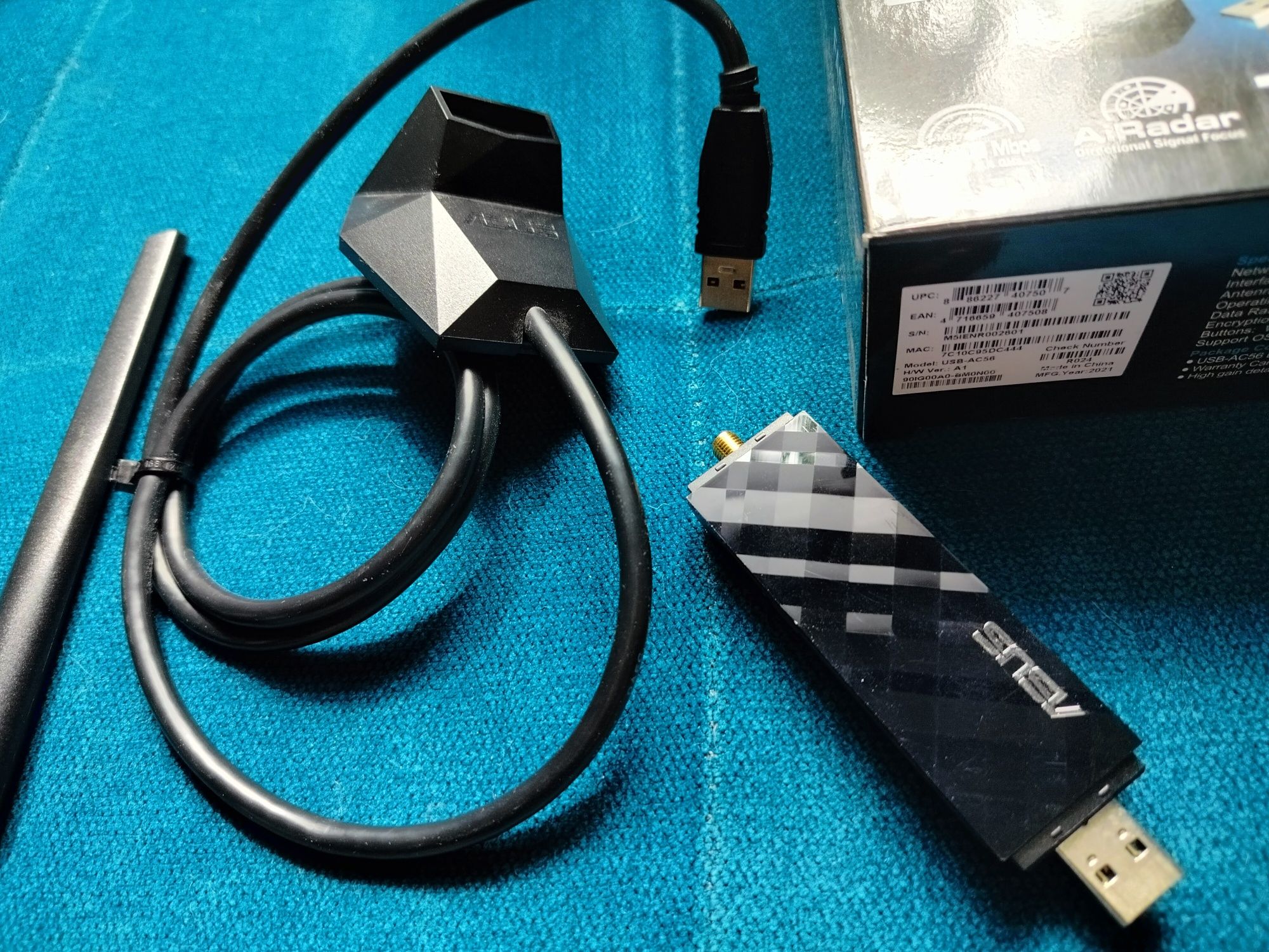 Adapter AC1300 karta sieciowa Wi-Fi USB 3.2 ASUS USB-AC56 802.11ac