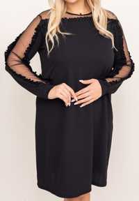 Włoska mała czarna z tiulem plus size XXXL 46 48