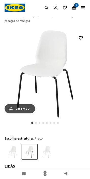 Cadeira branca com pé preto