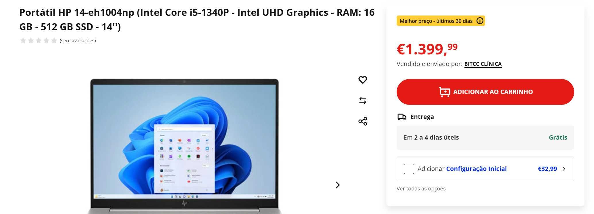 HP Pavilion Plus 14-eh1004np – i5-1340P / 16GB / 512GB SSD – Como Novo