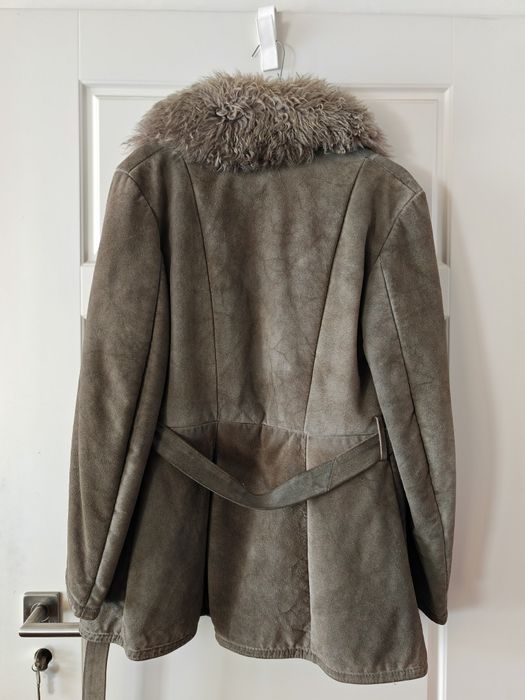 Kożuch skórzany szary PRL