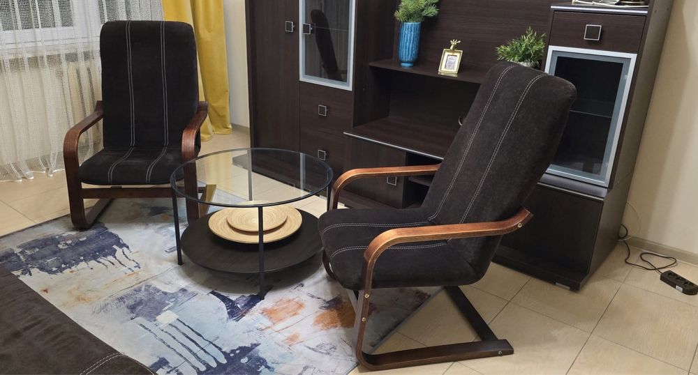 Kanapa + 2 fotele brazowy gruby welur