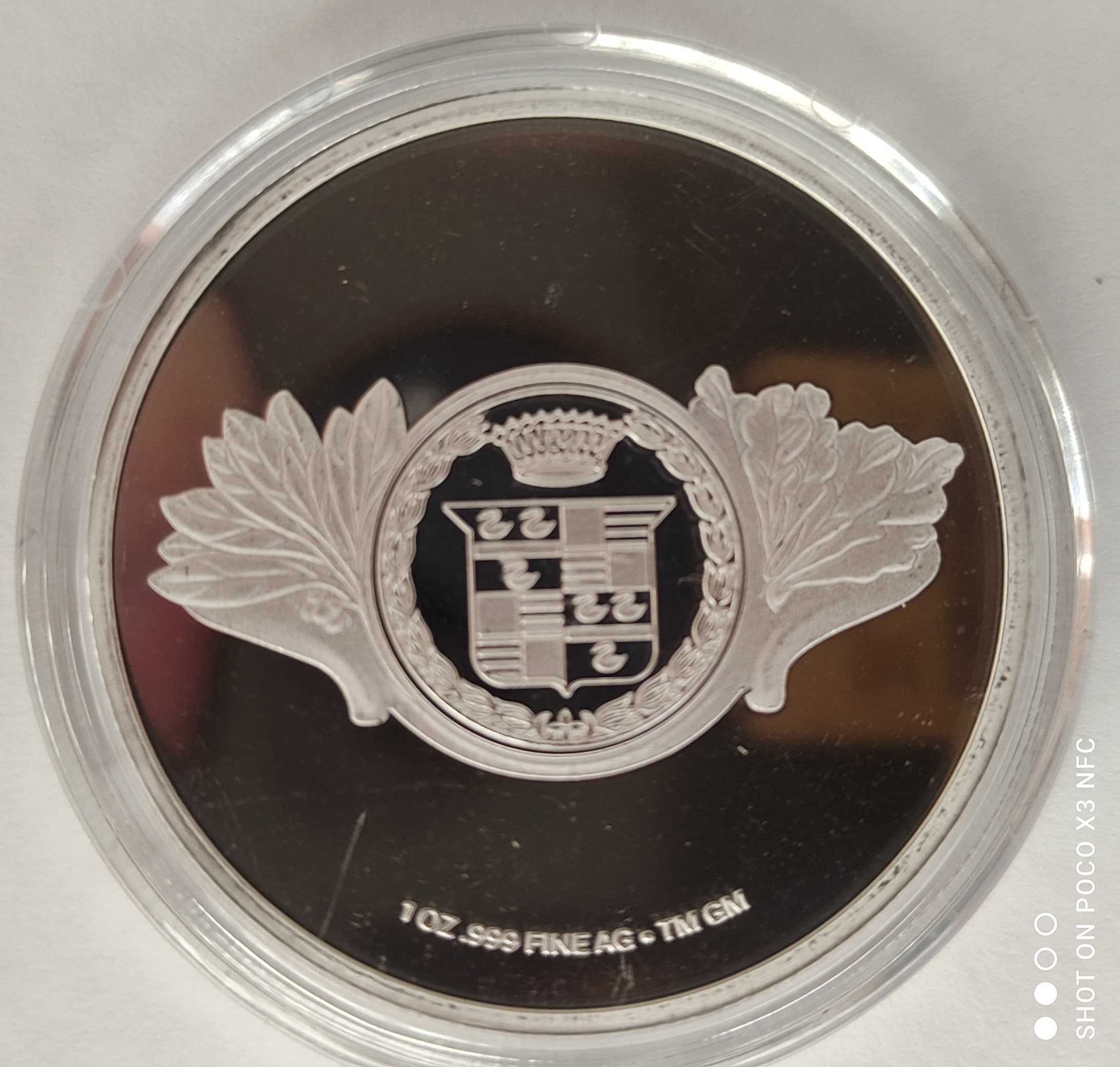 Medal srebrny numizmat USA Cadillac srebro Ag menniczy 999