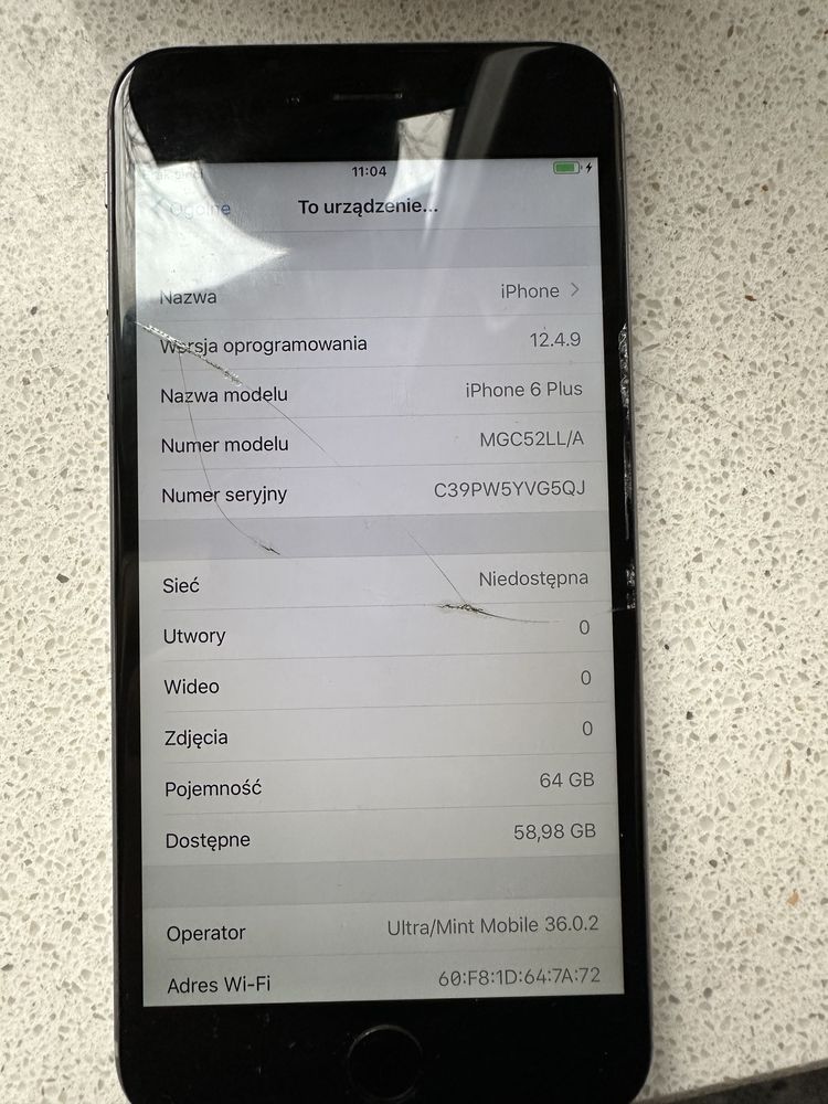 Iphone 6plus 64GB srebrny