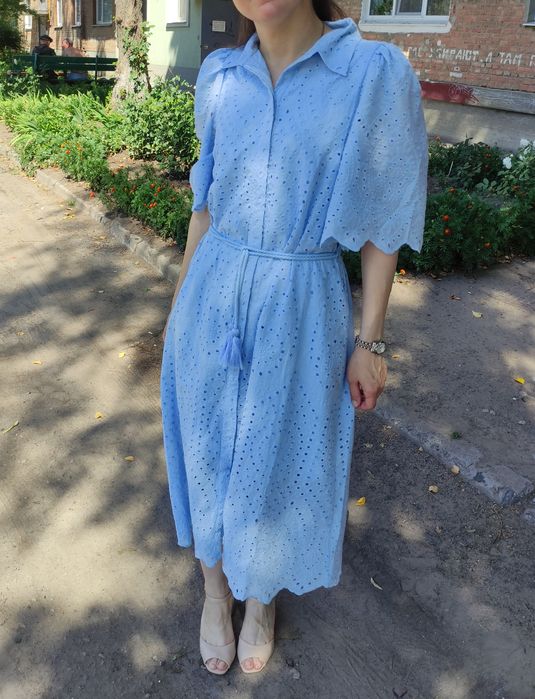 Сукня плаття платье з прошви міді голубе