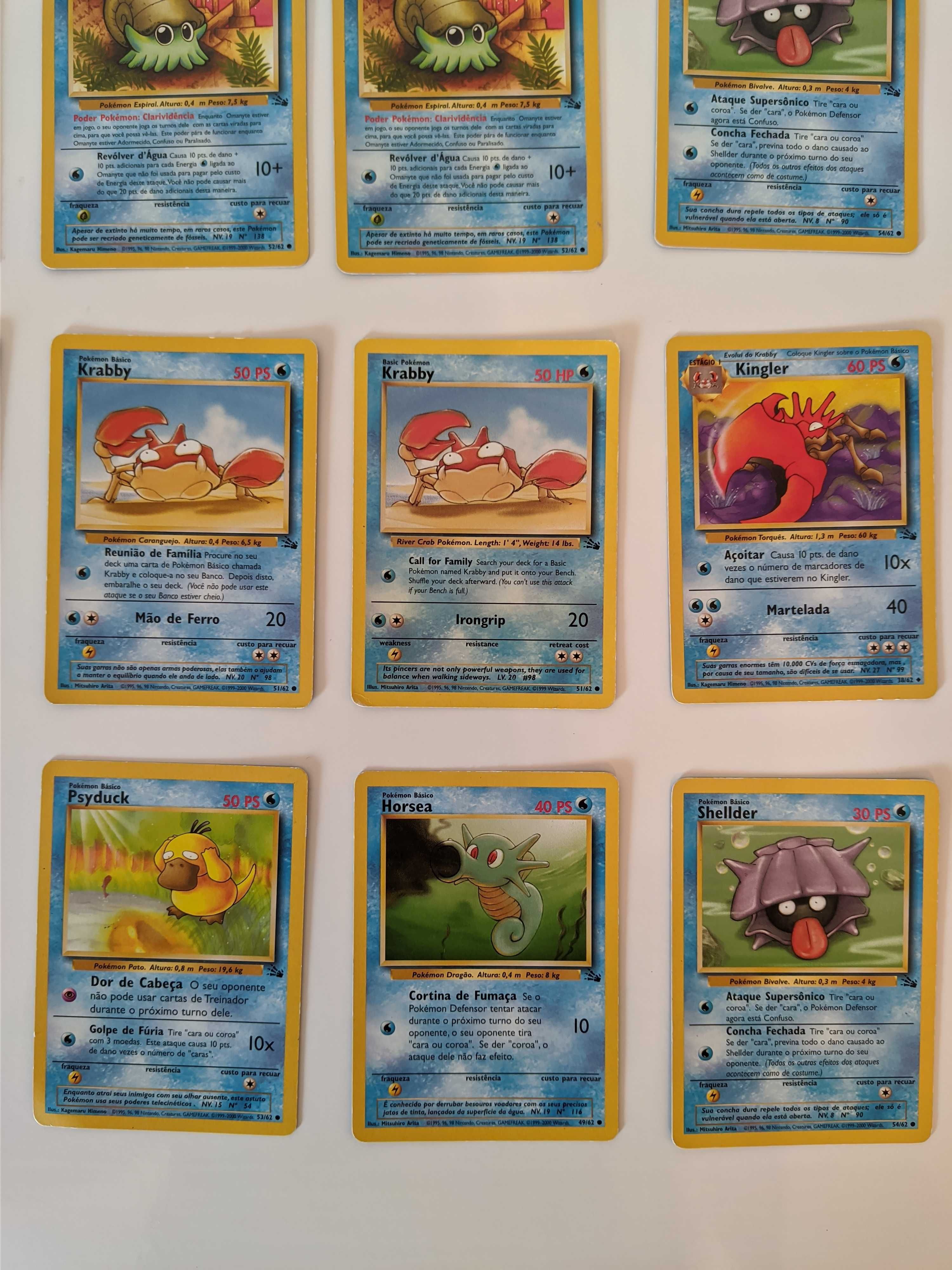 Cartas Pokémon - Tipo Água (15 Cartas)