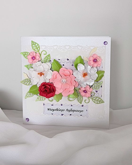 Kartka urodzinowa ślubna rękodzieło handmade