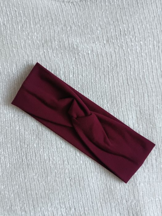 Bawełniana opaska do włosów na jesień - damska, bordowa