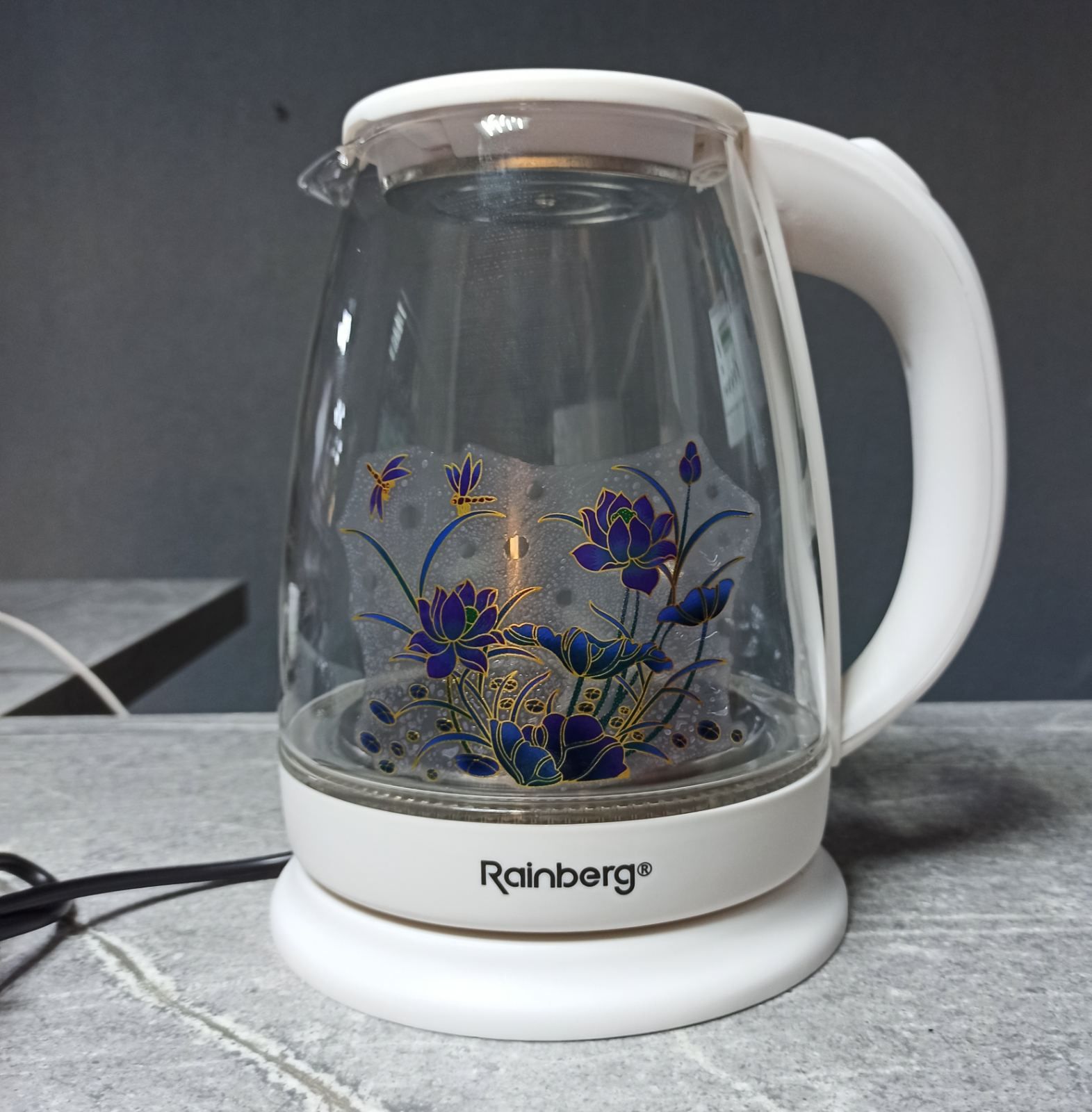 Электрический чайник 1.8л. Rainberg  998 с LED подсветкой, стеклянный