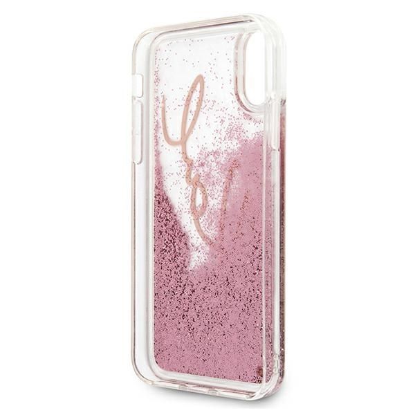 Etui Karl Lagerfeld Glitter Signature iPhone X/Xs różowo-złoty