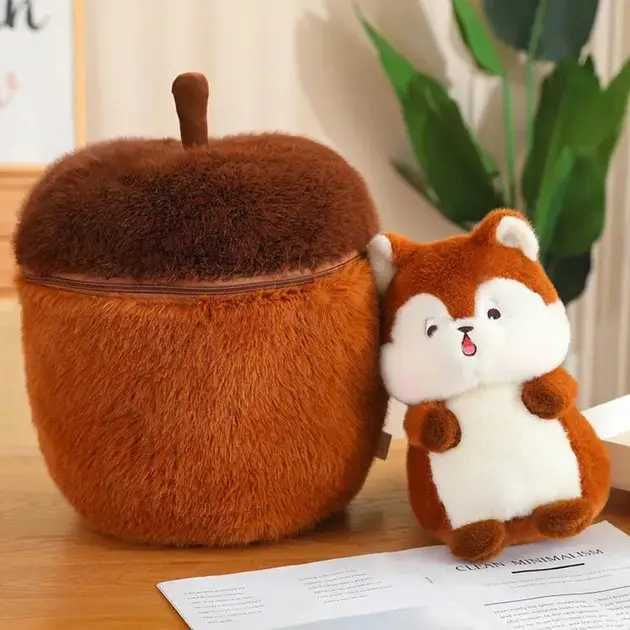 Мягкая плюшевая игрушка белка в орехе, 35 см, Мягкая детская игрушка