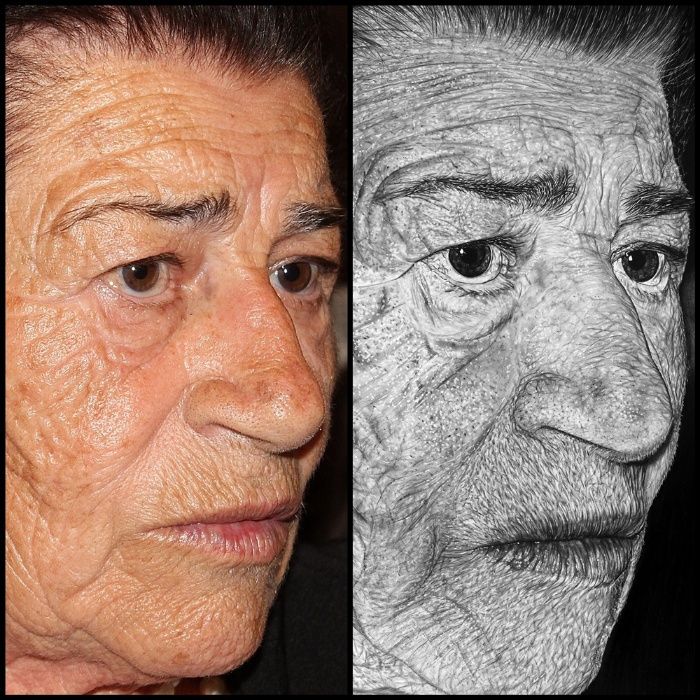 Desenho hiper realista - Old woman