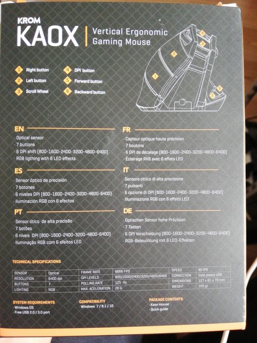 Rato Gamer Vertical KAOX RGB