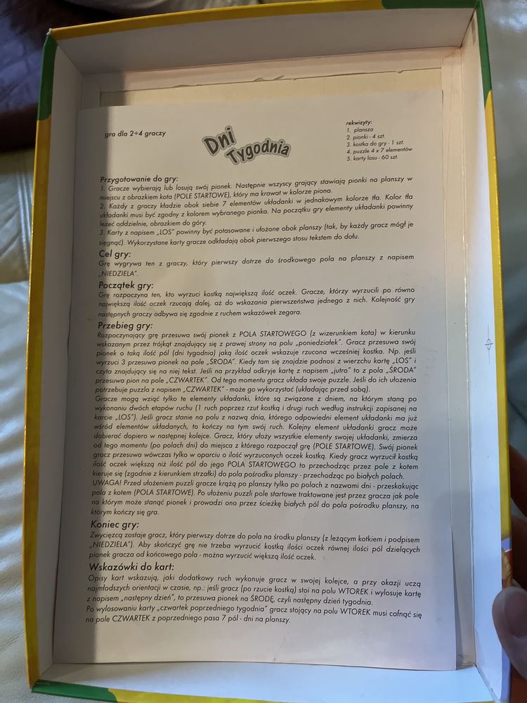 Gra planszowa DNI TYGODNIA