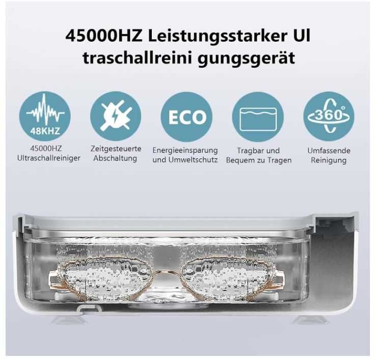 Myjka ultradźwiękowa, bezprzewodowa, 45000 Hz 500ml MeYuxg