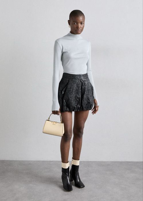 спідниця-балон з натуральної шкіри з рельєфним візерунком Munthe