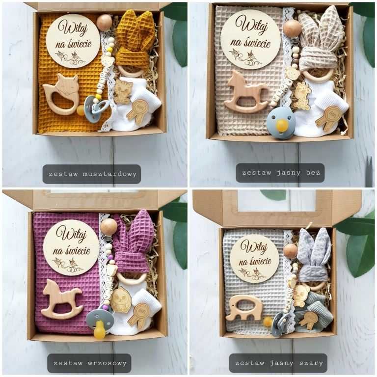 Prezent dla niemowlaka Gift Box Baby wafel zawieszka imienna