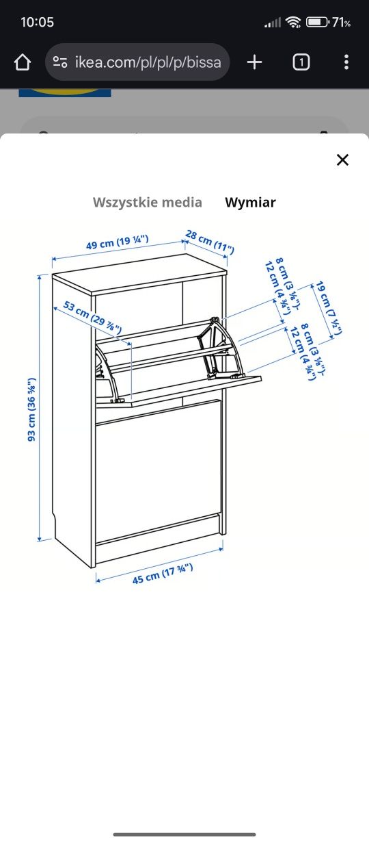 Szafka na buty  Bissa Ikea