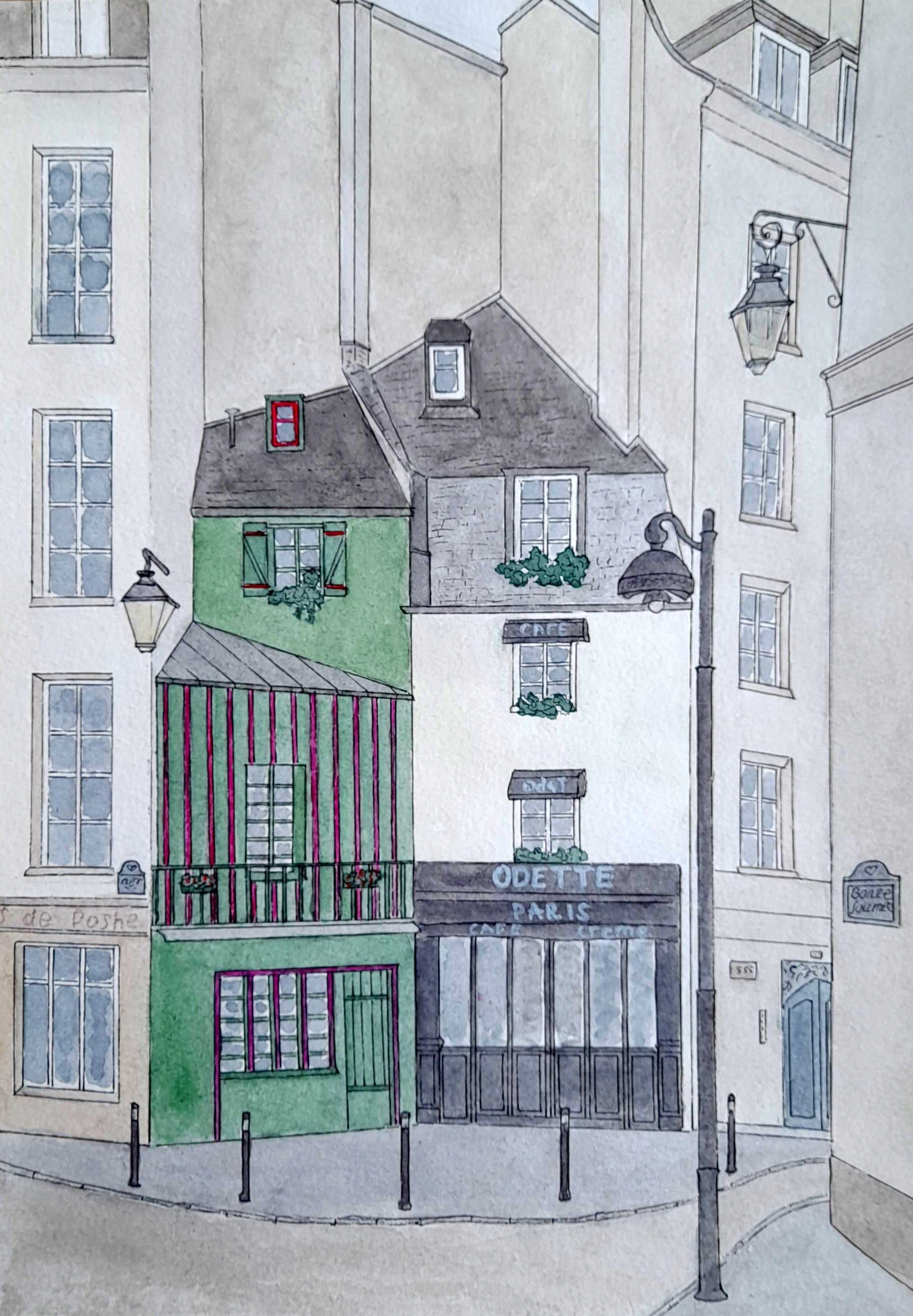 Картина акварель "Архітектура Парижа"