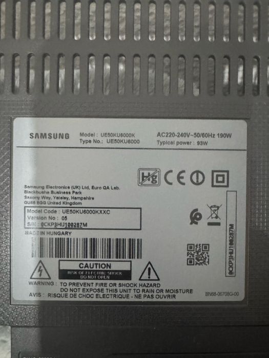 Peças para a tv SAMSUNG Model: UES0KU6000K