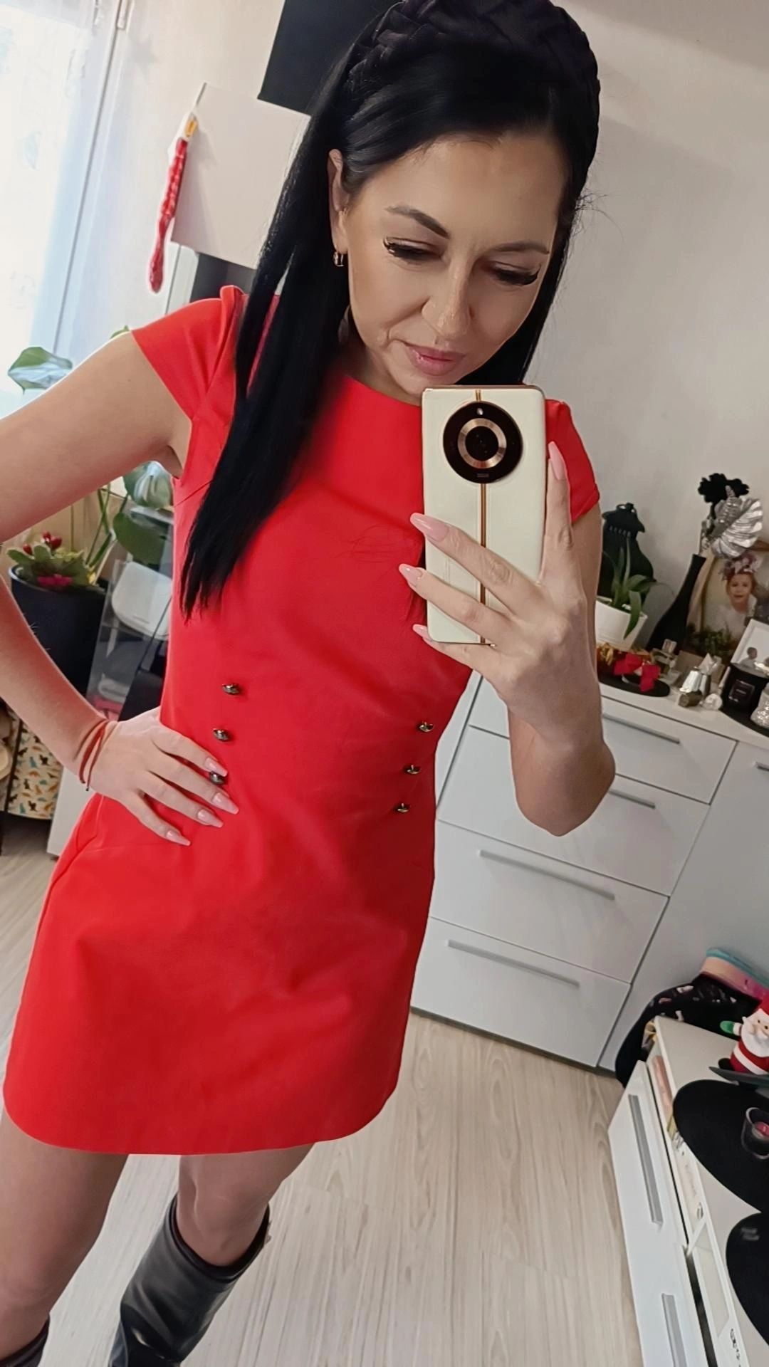 Czerwona elegancka sukienka Orsay święta chrzciny sylwester studniówka