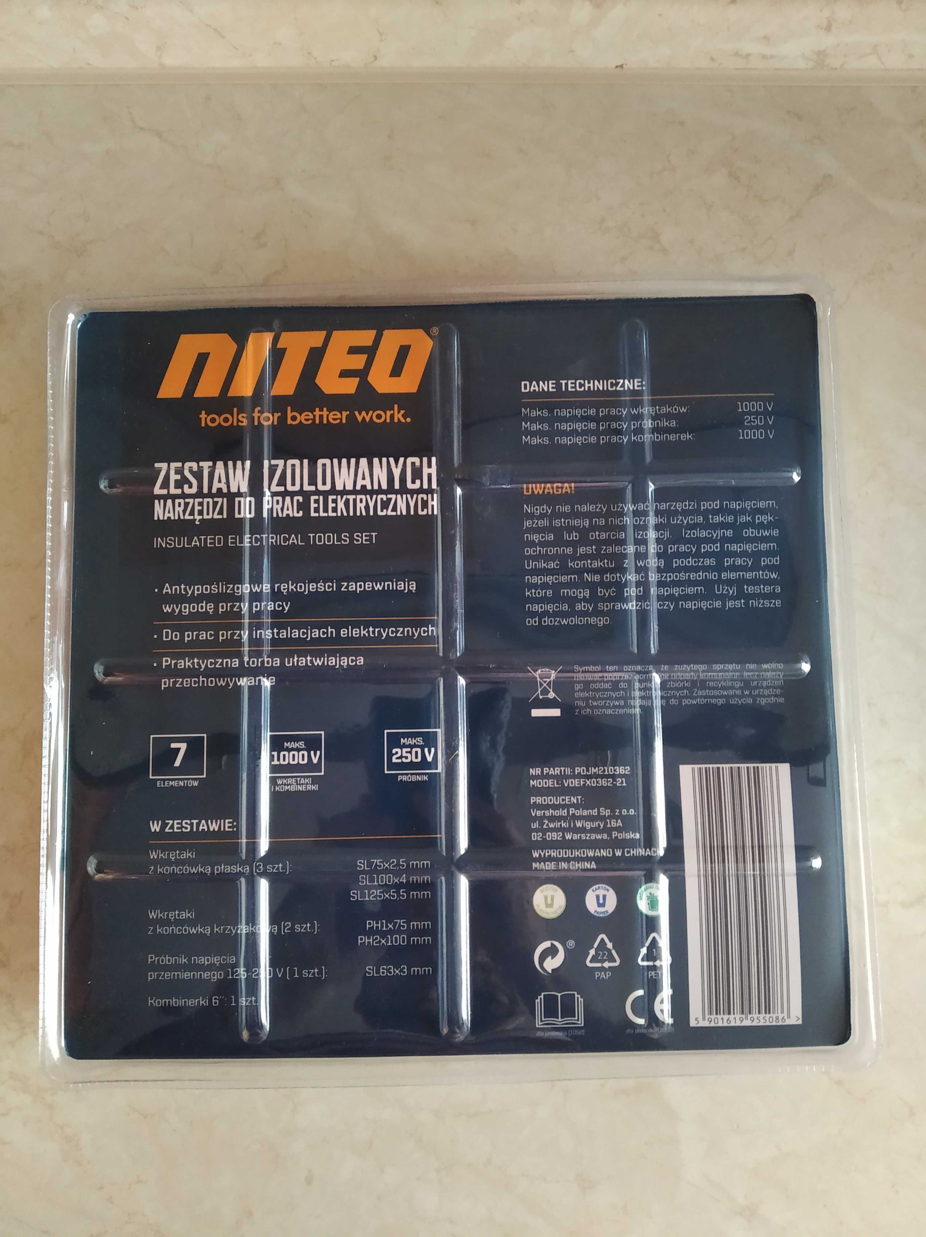 NOWY Zestaw Izolowanych Narzędzi Do Prac Elektrycznych 6el +Etui NITEO