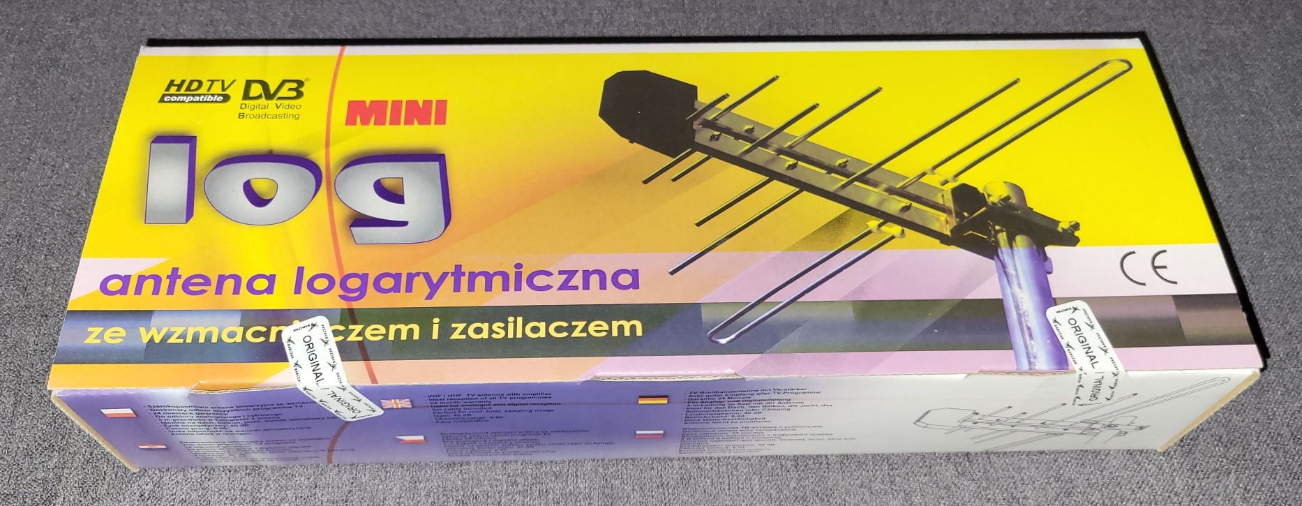 Antena telewizyjna zewnętrzna ze wzmacniaczem, zasilaczem i kablem 5m.