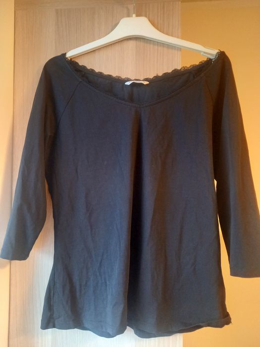 Czarna bluzka tatuum bawelna elastan Xl koronka przy dekolcie