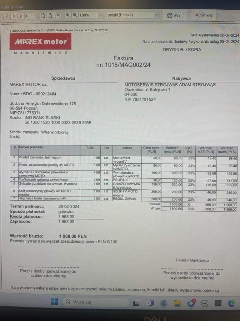 Głowica honda crf 250 / 04-09r PO REMONCIE