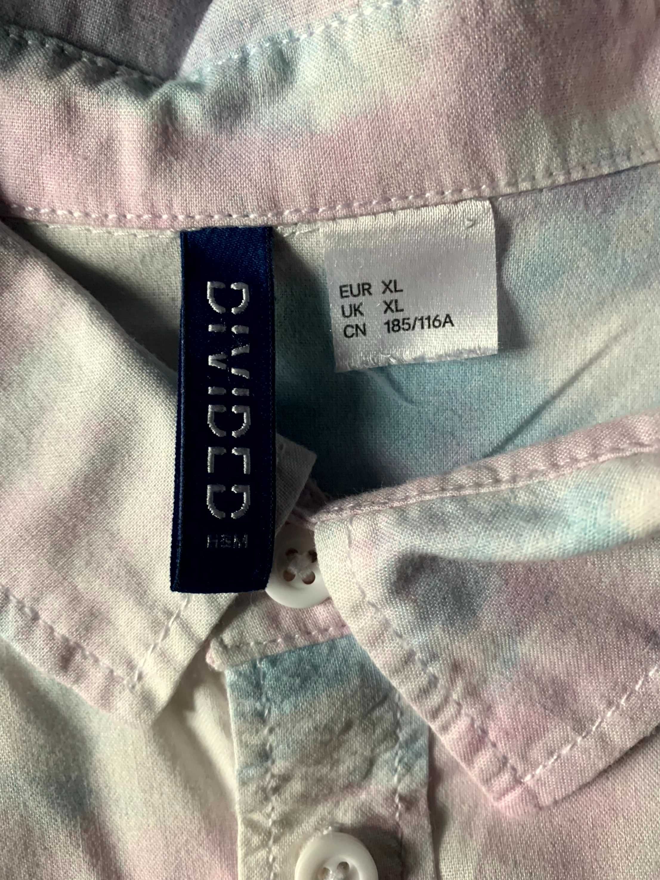 H&M Divided pastelowa koszula tie-dye krótki rękaw 100% bawełna XL DB