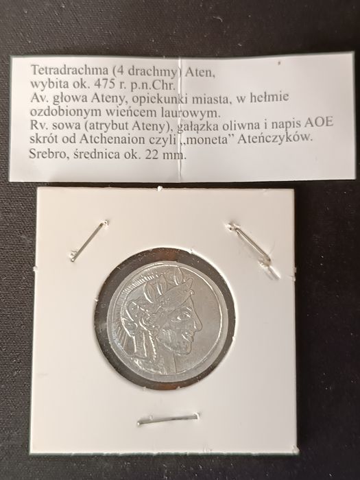 Moneta Tetradrachma Ateny kopia