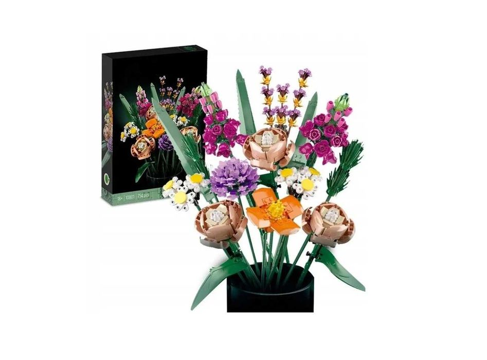 Bukiet wielokolorowych kwiatów z klocków na prezent HIT!