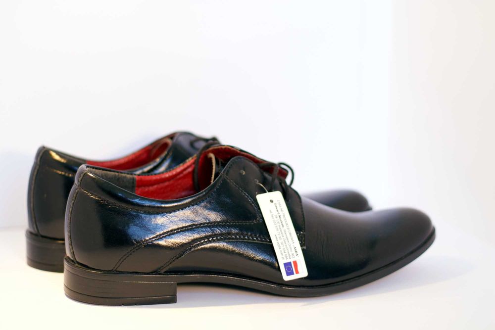 BUTY MĘSKIE 39 ROZMIAR CZARNE Wizytowe Skóra Hit Polski Producent