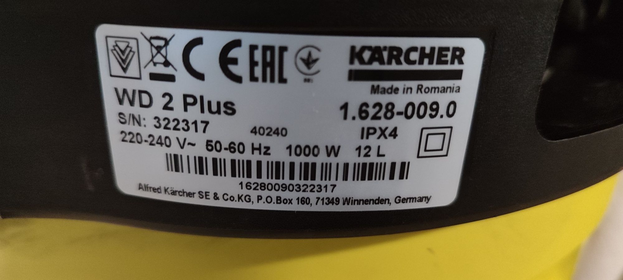 Керхер пилосос,  karcher, wd 2 plus