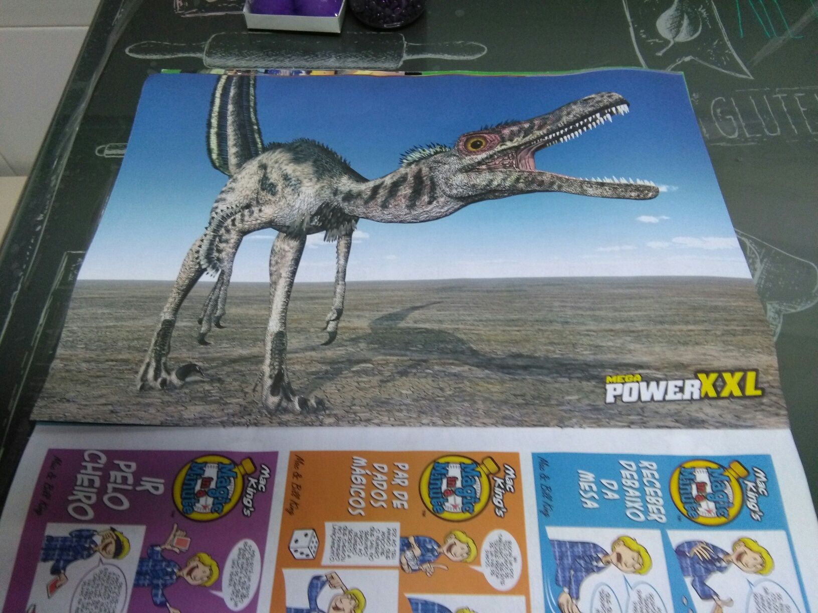 Revista Mega Dino com Posteres de Dinaussauros