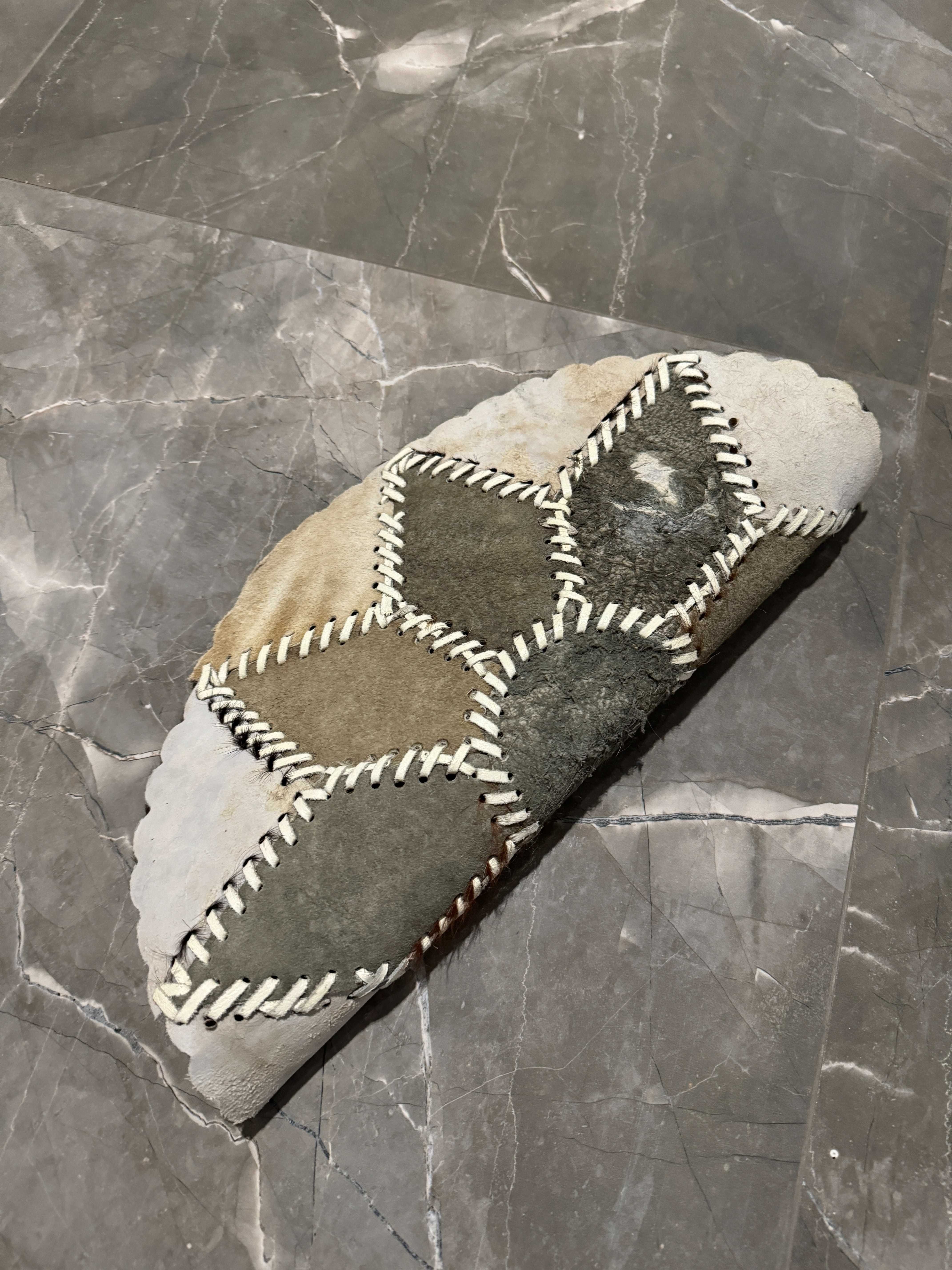 Skóra z Krowy Dywan Okrągły Śr. 40 cm