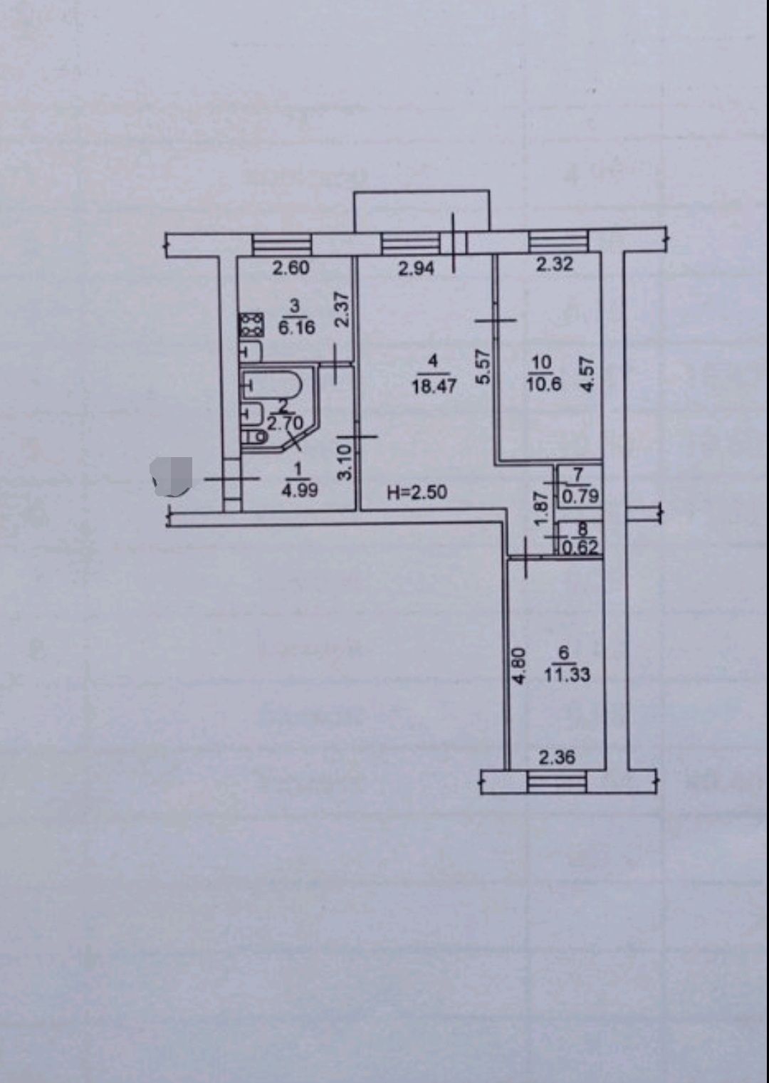 Продам 3к.кв  в Центре,  2эт/5, ул. Гагарина