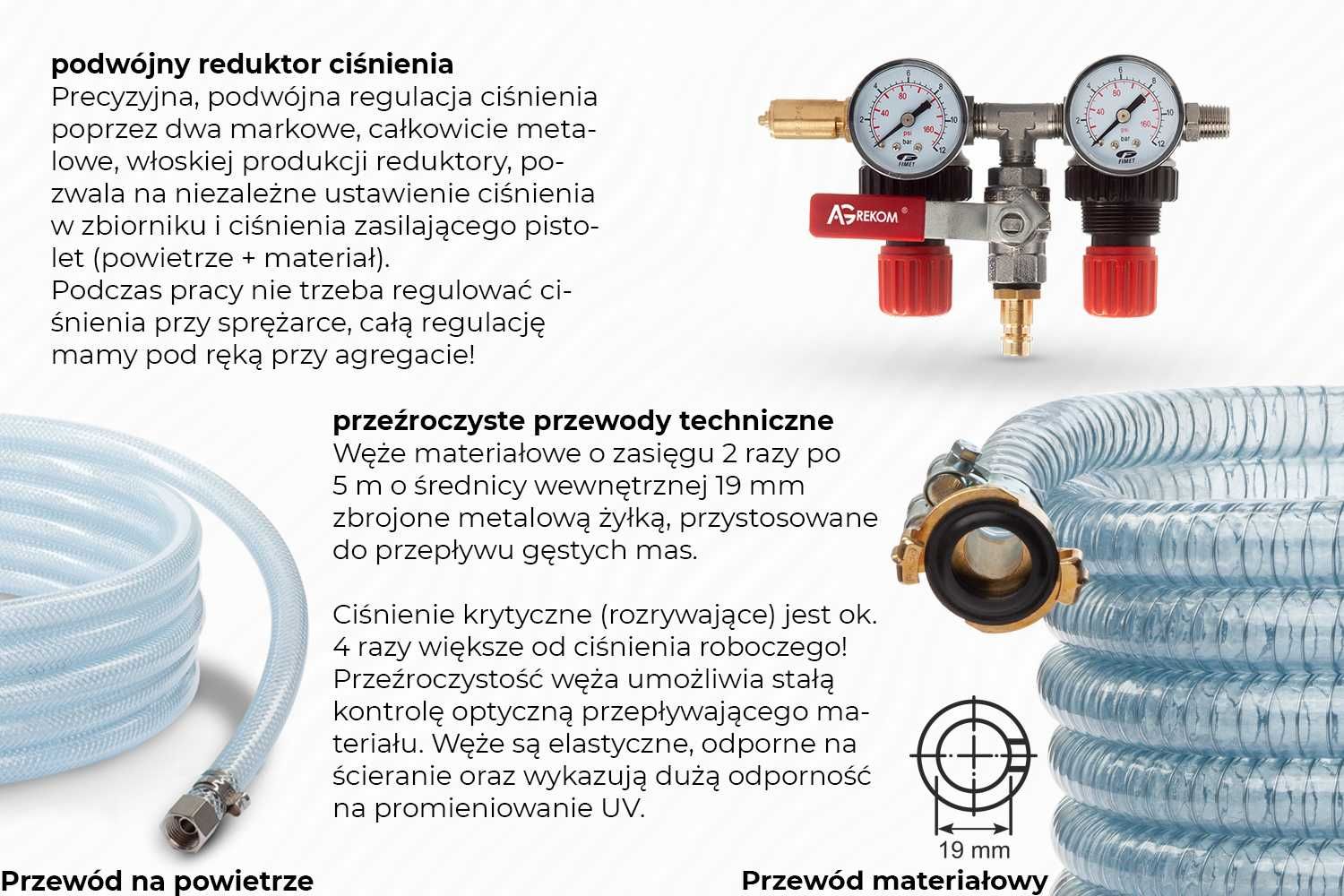 TYNKOWNICA maszyna do tynków pistolet natryskowy do gipsu farby wąż