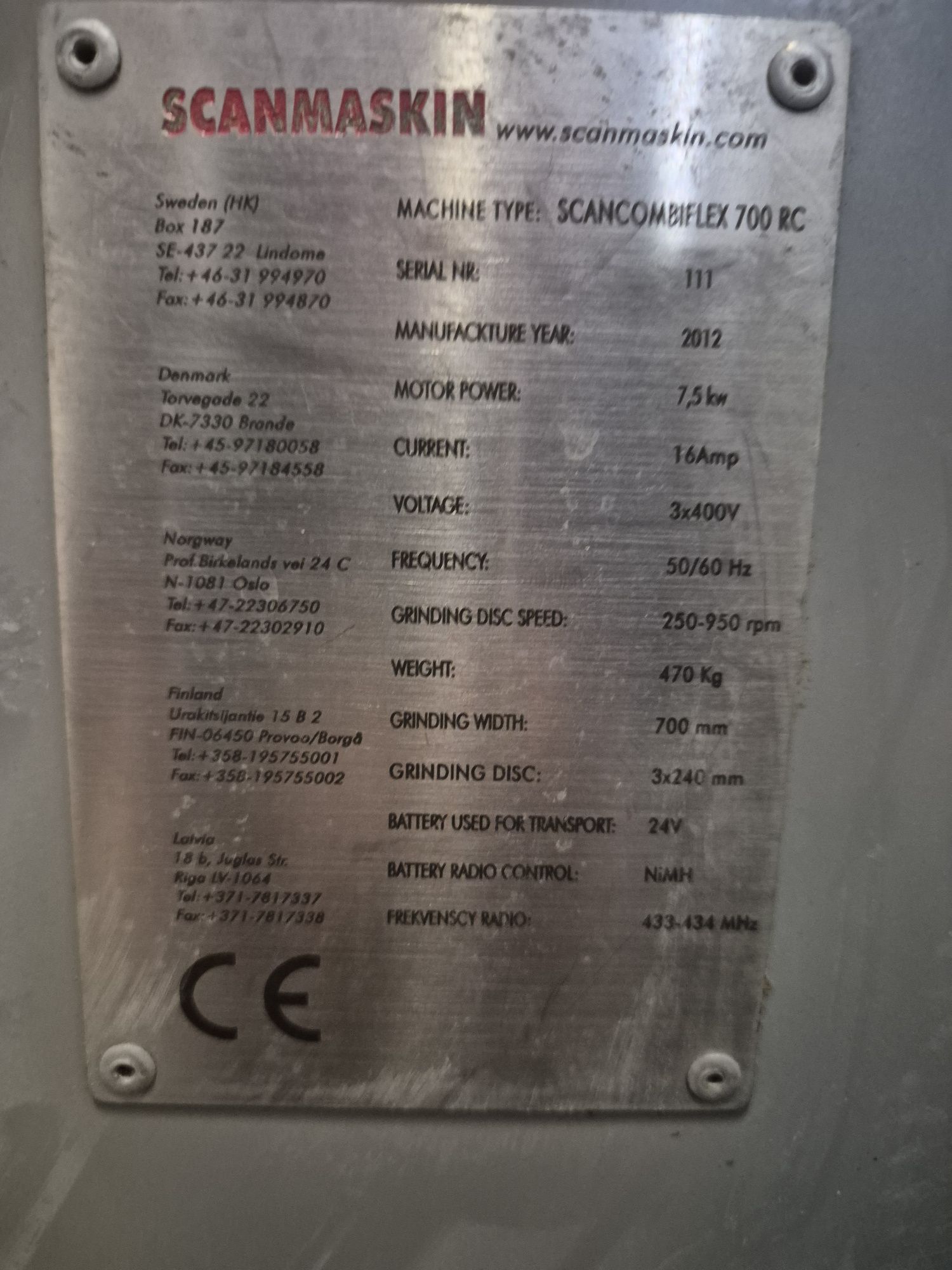 Scanmaskin Combiflex 700RC szlifierka planetarna do posadzek, betonu