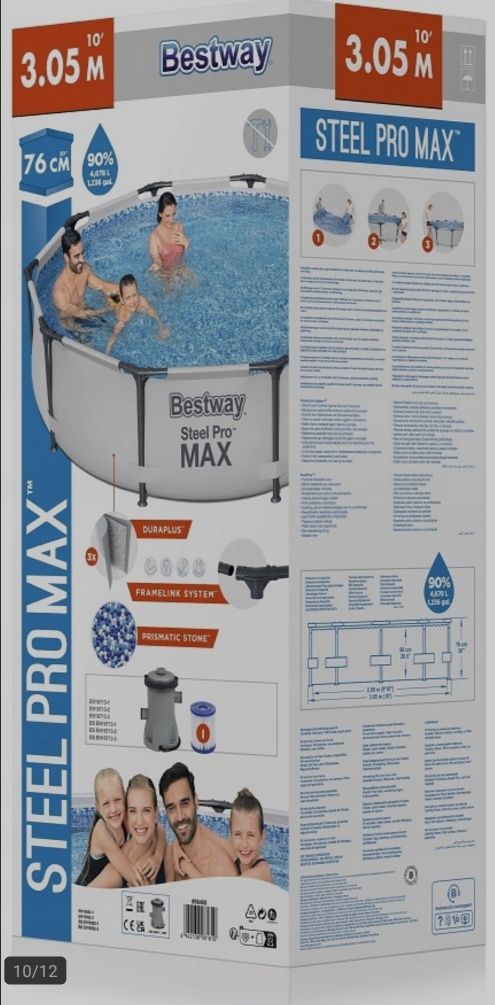 Basen stelażowy okrągły Bestway Steel Pro Max 305 x 305 x 76 cm