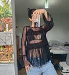 Bluzka siatka transparent blouse festival mesh S M