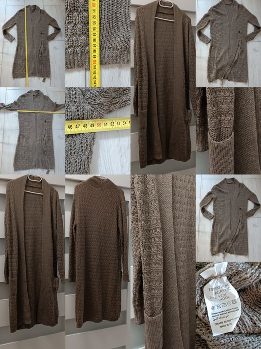 Kardigan 2szt. uni na S M L xl długi sweter zielony fango