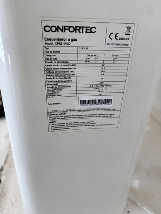 Esquentador Gás Butano/Propano